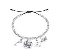 Sportybella Silver Stainless Steel Beaded Adjustable Bracelet with Cheerleader Charms - She Believed She Could So She Did, Go Team & Megaphone - Gift for Cheerleaders & Athletes