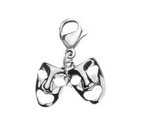Sportybella Theater Mask Clip-On Charm with Theater Card - Silver-Tone Comedy and Tragedy Pendant for Bracelets, Backpacks, Jackets, and Bags - Durable Lobster Clasp Accessory