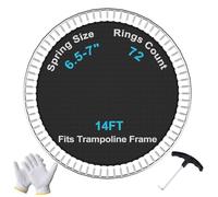 SPORTYOUTH Replacement Trampoline Mat, Fits 14 Ft Round Trampoline Frame with 72 V-Hooks, Using 6.5"-7" Springs, Heavy-Duty Durable Jumping Mat for Safe Bouncing (EXCLUDING Frame & Spring)