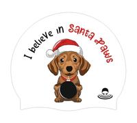 SportySwim 100% Silicone Festive Christmas Swimming Cap, Comfortable, Easy-On/Off Design Swim Cap - Santa Paws