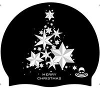 SportySwim 100% Silicone Festive Christmas Swimming Cap, Comfortable, Easy-On/Off Design Swim Cap - Snow Stars