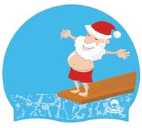 SportySwim 100% Silicone Festive Christmas Swimming Cap, Comfortable, Easy-On/Off Design Swim Cap - Springboard Santa