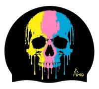 SportySwim Halloween Swim Cap - One Size Non-Slip Silicone Swim Hat (Psychedelic Skull)