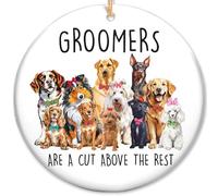 Sportyzen 2024 Christmas Ornament - Best Dog Groomer Ceramic Orament & Thank You Appreciation - Perfect Stocking Stuffer, Retirement, or Grooming Salon Gift