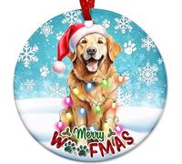 Sportyzen Golden Retriever Dog Christmas Ceramic Ornament, Amazing Dog Christmas Decoration, Pet Lover Ornament Window Hanging, Sympathy Gift for Dog Lovers