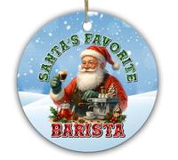 Sportyzen Santa’s Favorite Barista Christmas Ornament - Funny for Coffee Lovers - Holiday Keepsake - 2.9" Ceramic Ornament - Coffee Lover Gift