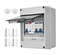 SPORWAY 2 Way Garage Consumer Unit Circuit Breaker: IP65 Leakage Circuit Breaker with 40A 30mA RCD and Two 6A+16A MCBs, Waterproof Distribution Box, for Garages Caravans Workshops (110x150x90mm)