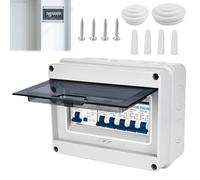 SPORWAY 4-Way Consumer Unit Circuit Breaker: Complete Kit IP65 Leakage Circuit Breaker, High-Performance Waterproof Garage Consumer Unit for Workshops Caravans Garages (White, 295×256×133mm)