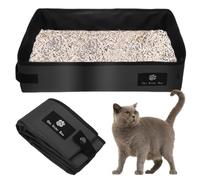 SPORWAY Portable Cat Litter Box, Foldable, Waterproof, Breathable, Large, Black, Cat Litter Box for Car, Travel, Camping