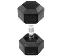 Sporzon! Signature Fitness Rubber Encased Hex Dumbbell, Single, Black, 40 Pounds, Single