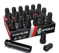 Sposuit M12x1.5 Spline Lug Nuts - Replacement for 2010-2019 Chevrolet Cruze, 2005-2009/2018-2024 Equinox, 1997-2012/2016-2024 Malibu, 2013-2024 Trax - Closed End Black Lug Nut with Socket(20 Pcs)