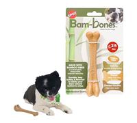 SPOT Bam-Bones Bone - Made with Strong Bamboo Fiber, Durable Long Lasting Dog Chew for Light to Moderate Chewers, Great Toy for Adult Dogs & Teething Puppies under 25lbs, 5.75in, Chicken Flavor