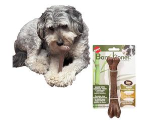 SPOT Bam-Bones Bone - Made with Strong Bamboo Fiber, Durable Long Lasting Dog Chew for Light to Moderate Chewers, Great Toy for Adult Dogs & Teething Puppies under 40lbs, 7.25in, Bacon Flavor