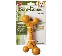 SPOT Bam-Bones Nubby Bone - Made with Strong Bamboo Fiber, Durable Long Lasting Chew Toy for Light to Moderate Chewers for Dogs & Teething Puppies Under 40lbs, 7in Allergen Free Peanut Butter Flavor