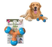 SPOT Bam-Bones Plus Giggles Tripod Durable Dog Chew Toy, for Large Aggressive Chewers, Bamboo Fiber & Nylon, Dual Texture, Massaging Rubber Ends, Sounds, Non-Splintering, Peanut Butter Flavor, 6 Inch