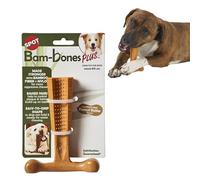 SPOT Bam-Bones Plus T Bone - Bamboo Fiber & Nylon, Durable Long Lasting Dog Chew for Aggressive Chewers - Toy for Dogs & Puppies Under 60lbs, Non-Splintering, 6in, Allergen Free Peanut Butter Flavor