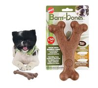 SPOT Bam-Bones Wishbone - Made with Strong Bamboo Fiber, Durable Long Lasting Dog Chew for Light to Moderate Chewers, Great Toy for Adult Dogs & Teething Puppies Under 30lbs, 5.25in, Bacon Flavor
