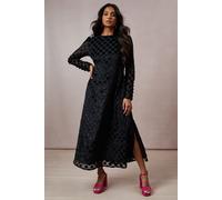 Spot Bias Cut Velvet Midi Dress Oasis Black 8