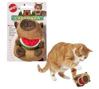 SPOT Capybara with Watermelon Plush Cat Toy, Fully Stuffed Toy with Soft Plush & Crinkle Inside, Made with Catnip and Silvervine Blend, Reinforced Double-Stitched Seams, for All Cat Breeds, 4 Inch
