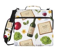 Spot Cleanable 3 Ring Portfolio, Passover Symbols Matzah High Capacity File Organizer Bag for Professionals