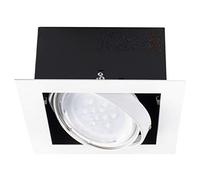 Spot GU10 AR111 Warm White Ceiling Recessed Mounted Spotlight Kitchen Shop Office Retail Display Boxed Frame Adjustable Tilt Lighting (Single Spot - White)