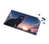 Spot It Game For Kids A Black Cat Stands Against A Sunset Backdrop. Picture Puzzle 3 Year Old Girl Gifts Puzzle Board(1000PCS)