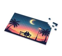 Spot It Game For Kids A Couple Sits On A Bench Under A Crescent Moon. Picture Puzzle 3 Year Old Girl Gifts Puzzle Board(500PCS)