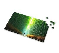 Spot It Game For Kids A Person Stands On A Wooden Path In A Dense Bamboo Forest Picture Puzzle 3 Year Old Girl Gifts Puzzle Board(500PCS)