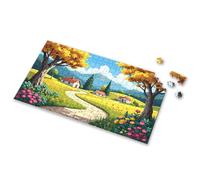 Spot It Game For Kids Autumnal Serenity: A Village Path Through Golden Trees And Flower Picture Puzzle 500 Piece Puzzles Easter Toys For Kids Ages 4-8(500PCS)