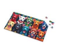 Spot It Game For Kids Colorful Cartoon Dogs In Stained Glass Style Picture Puzzle Puzzle Books For Adults Puzzles For Adults(300PCS)