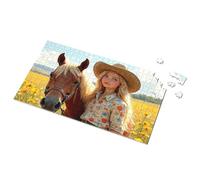 Spot It Game For Kids Floral Dreams: A Woman With Her Horse In A Field Of Flowers Picture Puzzle 750 Piece Puzzles For Adults Puzzle 500 Pieces(1000PCS)