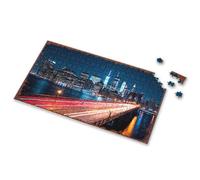 Spot It Game For Kids Nighttime Cityscape With Illuminated Skyscrapers And Bridge Light Picture Puzzle Puzzle Puzzle 500 Pieces(300PCS)