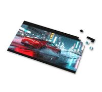 Spot It Game For Kids Red Sports Car Speeding Through Neon-Lit City Streets Picture Puzzle Puzzle Books For Adults Puzzles For Adults(500PCS)