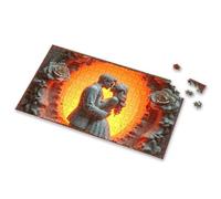 Spot It Game For Kids Romantic Sculpture: A Couple In Love Against A Warm Sunset Backgr Picture Puzzle 500 Piece Puzzles Easter Toys For Kids Ages 4-8(1000PCS)