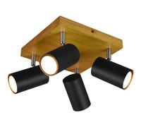 Spot Light Black Marley 4 Plate Matt & Natural Wood Trio 812400432