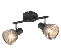 Spot Light Black Tarifa 2 Bar Matt & Chrome Plated Ribbed Glass Trio 862800232