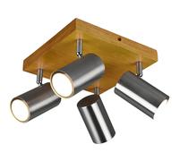 Spot Light Silver Marley 4 Plate Matt Nickel & Natural Wood Trio 812400407
