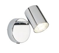 1 Light Chrome Finish Cylinder Head Spot Wall Bracket Indoor Light Glass Shade