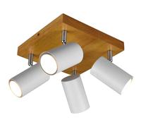 Spot Light White Marley 4 Plate Matt & Natural Wood Trio 812400431