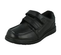 Spot On Boys Double Strap Black Leather School Shoes N1151 - Black Leather - UK 10 Child