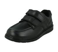 Spot On Boys Double Strap Black Leather School Shoes N1152 - Black Leather - UK 3 Child