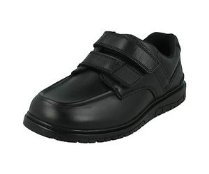 Spot On Boys Double Strap Black Leather School Shoes N1152 - Black Leather - UK Size 5 - EU Size 38 - US Size 6