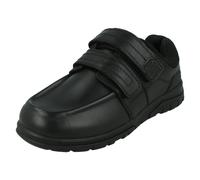 Spot On Boys Double Strap Black Leather School Shoes N1153 - Black Leather - UK 3 Child