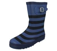 Spot On Childrens Buckle Detailed Wellingtons Stripe - Blue/Navy Synthetic - UK Size 3 - EU Size 36 - US Size 4