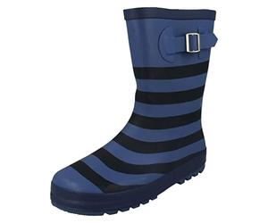 Spot On Childrens Buckle Detailed Wellingtons Stripe - Blue/Navy Synthetic - UK Size 3 - EU Size 36 - US Size 4