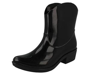 Spot On Chunky Heel Cowgirl Ankle Boot Welly - Black Size UK 8
