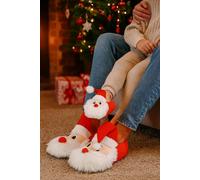 Spot On Cozy Festive Christmas Santa Plush Slippers in Red | Size: 3-4 Spot On Red 3-4