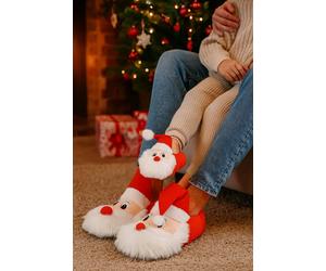 Spot On Cozy Festive Christmas Santa Plush Slippers in Red | Size: 5-6 Spot On Red 5-6