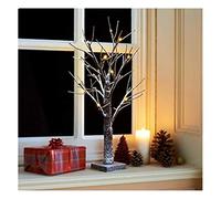 spot on dealz® 2 FT Snowy Twig 24 warm white LED lights with flat square Base Christmas Garden ornaments for home Xmas display Decoration Indoor or Outdoor
