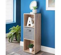 Spot On Dealz 3 Cube Storage Unit Wooden Bookcases And Shelving Units Oak With 1 Drawer Basket